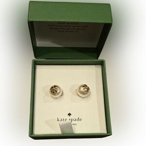 Kate Spade Faux Pearl Flower Earrings Studs In Gift Box